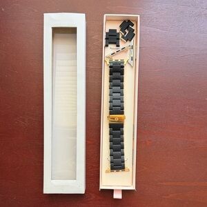 Michele Gold and Black Silicone Smartwatch Band